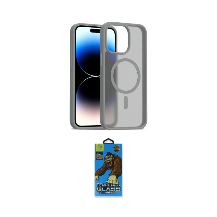 ieg™ iPhone 14 Pro Max Kılıf Siluet Minimal Prime - Siyah 18D Cam Ekran Koruyucu