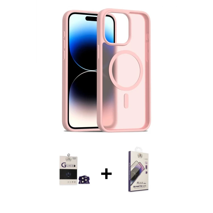 ieg™ iPhone 14 Pro Max Kılıf Siluet Minimal Prime - Siyah Bilvis 3D Mat Cam Ekran Koruyucu + Bilvis Titan Kamera Lens - DNMR