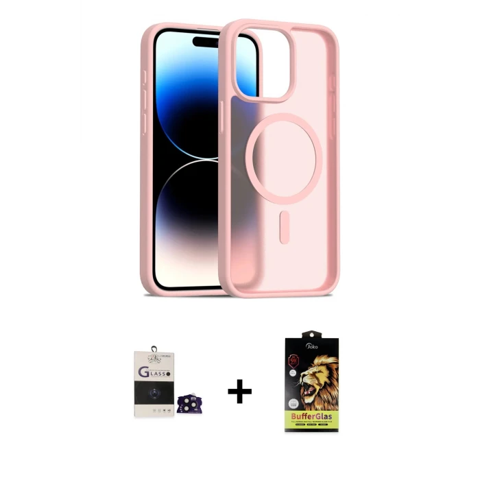 ieg™ iPhone 14 Pro Max Kılıf Siluet Minimal Prime - Siyah Buffer Cam Ekran Koruyucu + Bilvis Titan Kamera Lens - SH