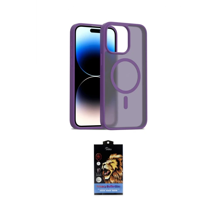ieg™ iPhone 14 Pro Max Kılıf Siluet Minimal Prime - Siyah Buffer Hayalet Cam Ekran Koruyucu