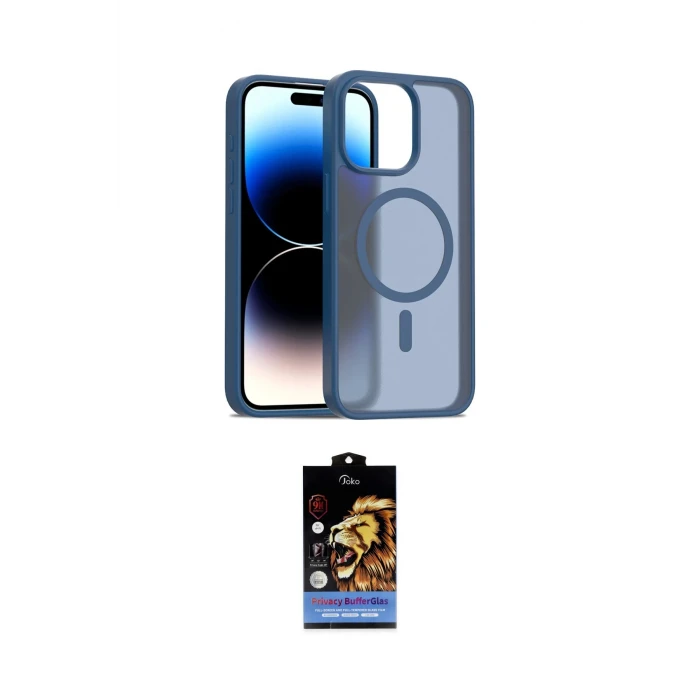 ieg™ iPhone 14 Pro Max Kılıf Siluet Minimal Prime - Siyah Buffer Hayalet Cam Ekran Koruyucu