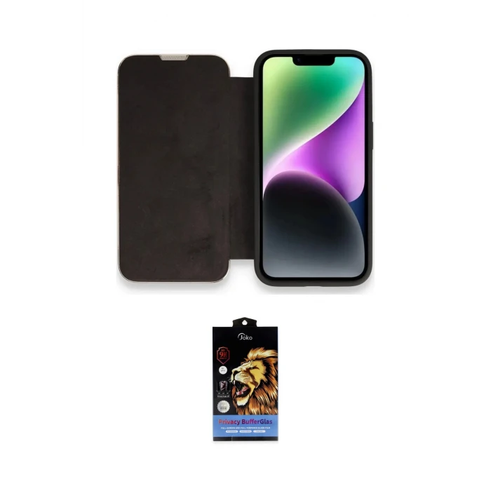 ieg™ iPhone 14 Pro Max Kılıf Siluet Minimal Serisi - Siyah Buffer Hayalet Cam Ekran Koruyucu