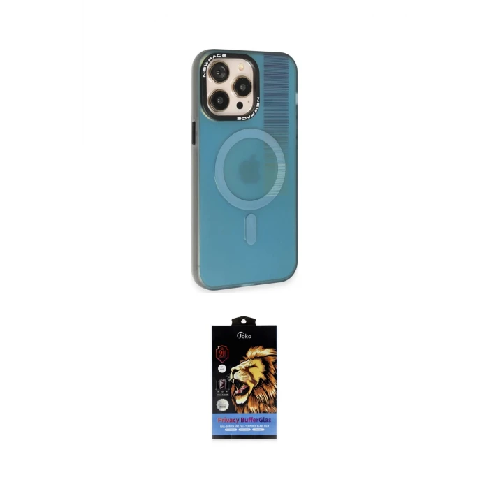 ieg™ iPhone 14 Pro Max Kılıf Siluet Modern Koleksiyonu - Siyah Buffer Hayalet Cam Ekran Koruyucu