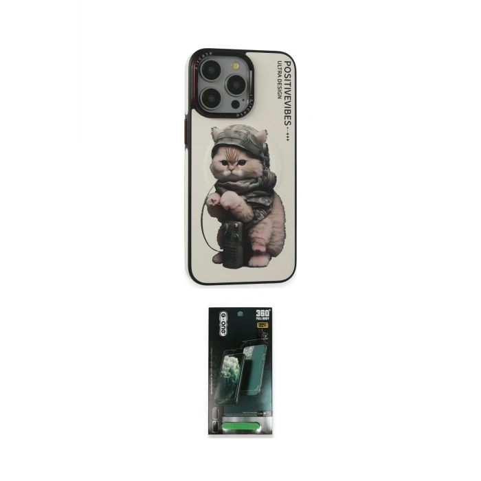 ieg™ iPhone 14 Pro Max Kılıf Siluet Modern Özel Seri - Şeffaf 360 Full Body Arka Koruyucu