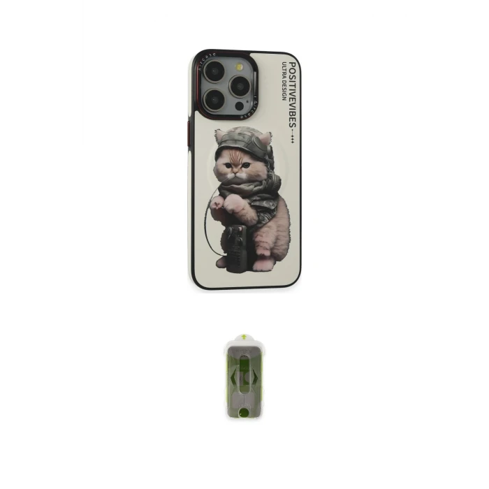 ieg™ iPhone 14 Pro Max Kılıf Siluet Modern Özel Seri - Siyah Joko Magic 5D Hayalet Cam