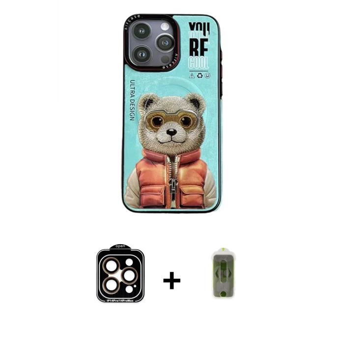 ieg™ iPhone 14 Pro Max Kılıf Siluet Modern Özel Seri - Siyah Joko Magic 5D Hayalet Cam + PVD Metal Kamera Lens - TU