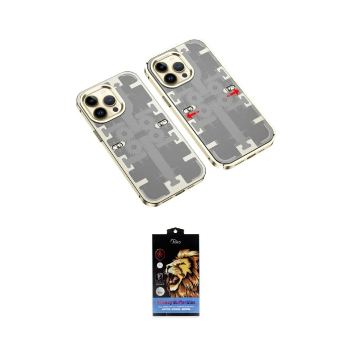 ieg™ iPhone 14 Pro Max Kılıf Ufuk Doku Prime - Siyah Buffer Hayalet Cam Ekran Koruyucu