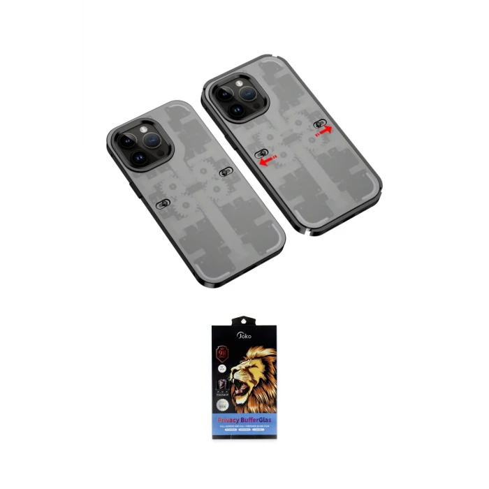 ieg™ iPhone 14 Pro Max Kılıf Ufuk Doku Prime - Siyah Buffer Hayalet Cam Ekran Koruyucu