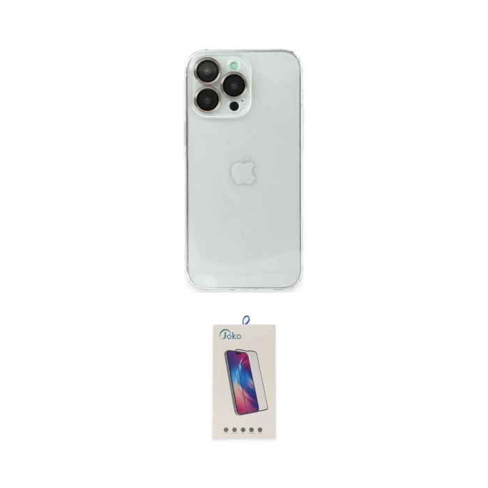 ieg™ iPhone 14 Pro Max Kılıf Ufuk Minimal Özel Seri - Siyah Joko 5D Cam