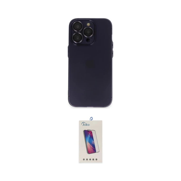 ieg™ iPhone 14 Pro Max Kılıf Ufuk Minimal Özel Seri - Siyah Joko 5D Cam