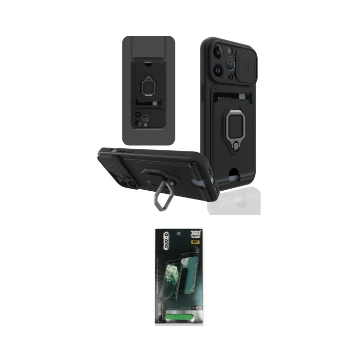ieg™ iPhone 14 Pro Max Kılıf Vadi Form Prime - Siyah 360 Mat Full Body Arka Koruyucu