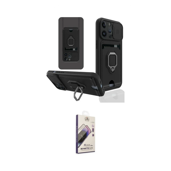 ieg™ iPhone 14 Pro Max Kılıf Vadi Form Prime - Siyah Bilvis 3D Mat Cam Ekran Koruyucu