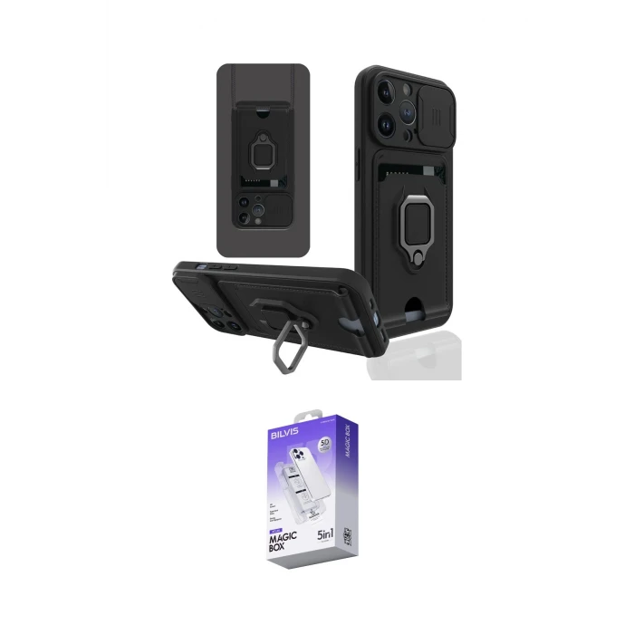 ieg™ iPhone 14 Pro Max Kılıf Vadi Form Prime - Siyah Bilvis 5in1 3D Magic Cam Ekran Koruyucu