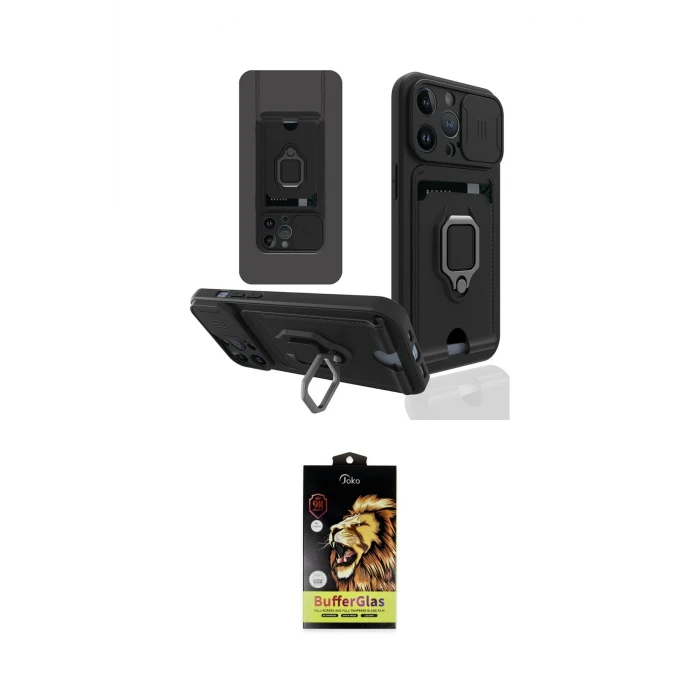 ieg™ iPhone 14 Pro Max Kılıf Vadi Form Prime - Siyah Buffer Cam Ekran Koruyucu