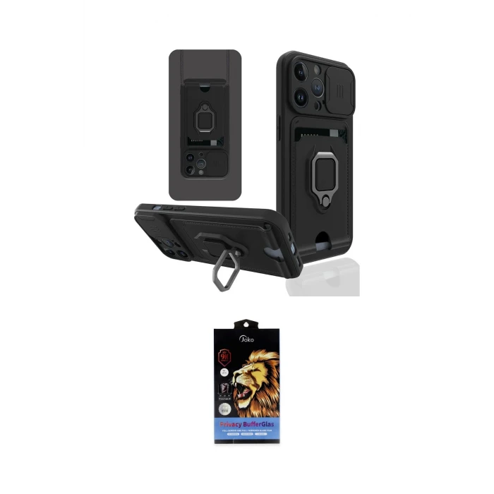 ieg™ iPhone 14 Pro Max Kılıf Vadi Form Prime - Siyah Buffer Hayalet Cam Ekran Koruyucu