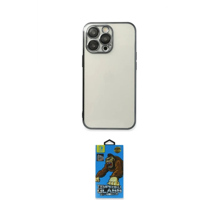 ieg™ iPhone 14 Pro Max Kılıf Vadi Minimal - Siyah 18D Cam Ekran Koruyucu