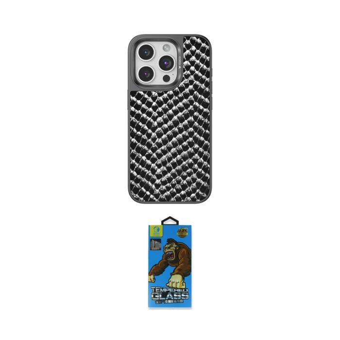 ieg™ iPhone 14 Pro Max Kılıf Vadi Özel Seri - Siyah 18D Cam Ekran Koruyucu