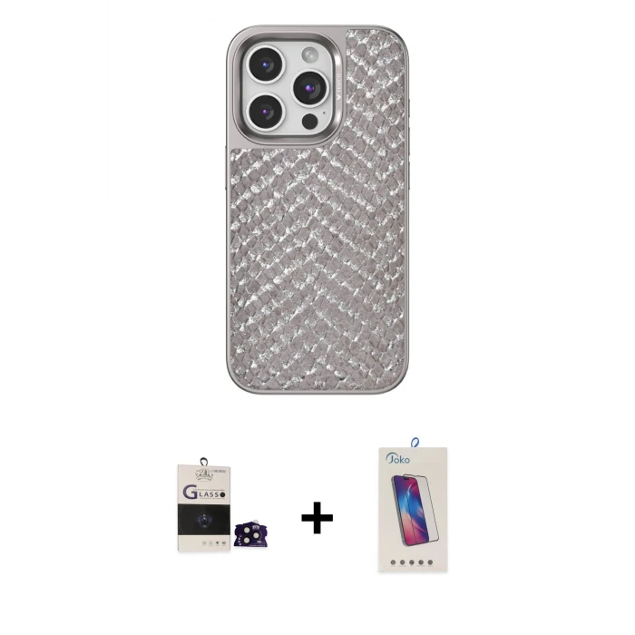 ieg™ iPhone 14 Pro Max Kılıf Vadi Özel Seri - Siyah Joko 5D Cam + Siyah Bilvis Titan Kamera Lens