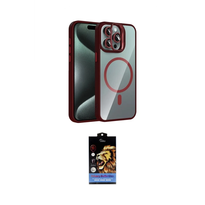 ieg™ iPhone 14 Pro Max Kılıf Yadigar Asil Koleksiyonu - Siyah Buffer Hayalet Cam Ekran Koruyucu