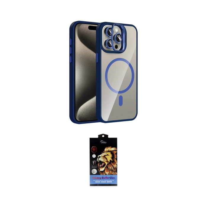 ieg™ iPhone 14 Pro Max Kılıf Yadigar Asil Koleksiyonu - Siyah Buffer Hayalet Cam Ekran Koruyucu