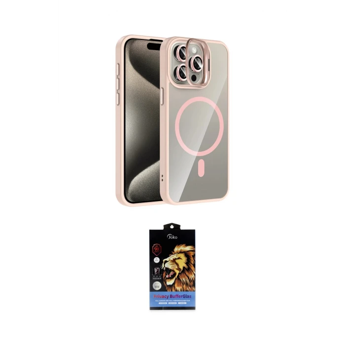 ieg™ iPhone 14 Pro Max Kılıf Yadigar Asil Koleksiyonu - Siyah Buffer Hayalet Cam Ekran Koruyucu