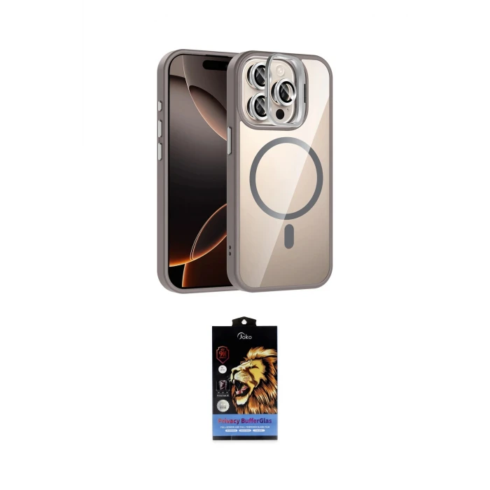 ieg™ iPhone 14 Pro Max Kılıf Yadigar Asil Koleksiyonu - Siyah Buffer Hayalet Cam Ekran Koruyucu