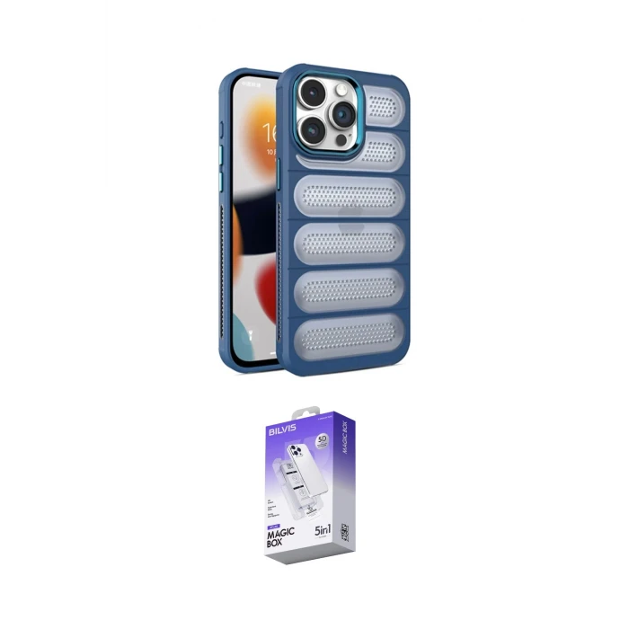 ieg™ iPhone 14 Pro Max Kılıf Yadigar Doku Özel Seri - Siyah Bilvis 5in1 3D Magic Cam Ekran Koruyucu