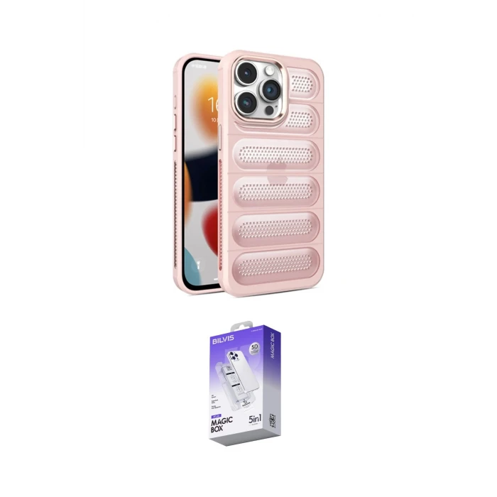 ieg™ iPhone 14 Pro Max Kılıf Yadigar Doku Özel Seri - Siyah Bilvis 5in1 3D Magic Cam Ekran Koruyucu