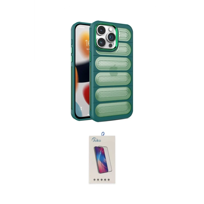 ieg™ iPhone 14 Pro Max Kılıf Yadigar Doku Özel Seri - Siyah Joko 5D Cam