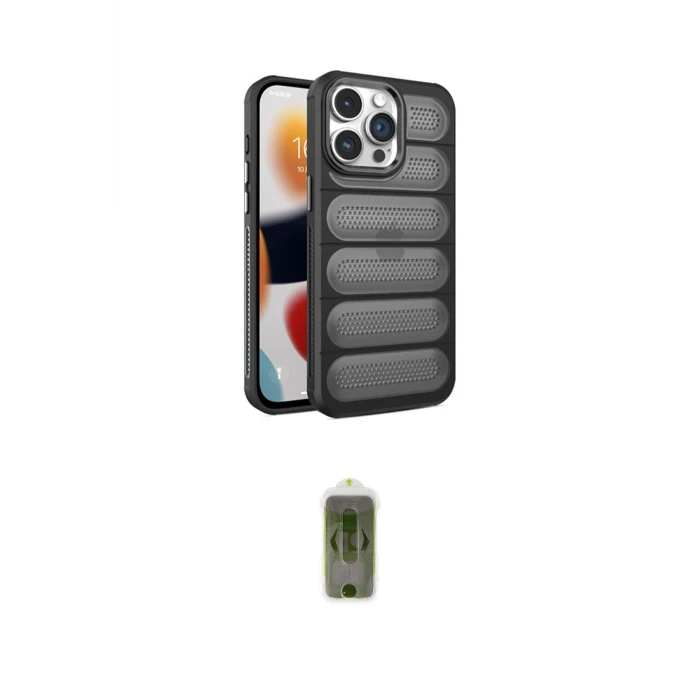 ieg™ iPhone 14 Pro Max Kılıf Yadigar Doku Özel Seri - Siyah Joko Magic 5D Hayalet Cam