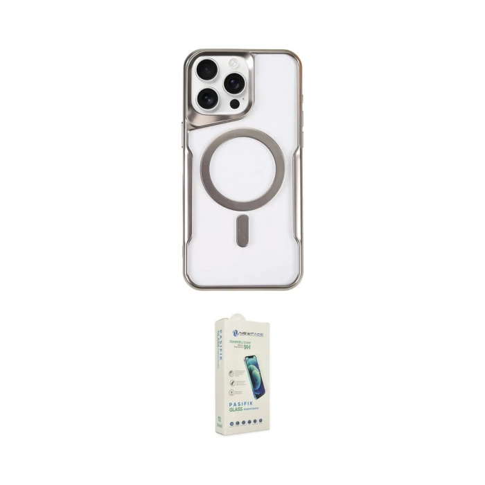 ieg™ iPhone 14 Pro Max Kılıf Yadigar Klasik Özel Seri - Şeffaf Pasifik Cam Ekran Koruyucu