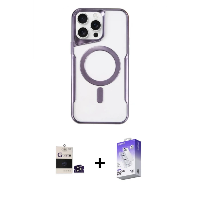 ieg™ iPhone 14 Pro Max Kılıf Yadigar Klasik Özel Seri - Siyah Bilvis 5in1 3D Magic Cam Ekran Koruyucu + Bilvis Titan Kamera Lens - DNMR