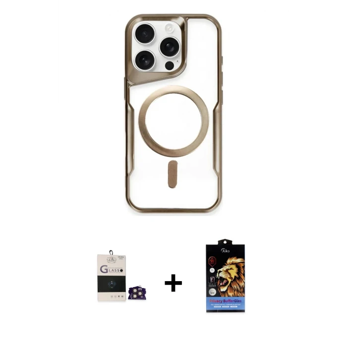 ieg™ iPhone 14 Pro Max Kılıf Yadigar Klasik Özel Seri - Siyah Buffer Hayalet Cam Ekran Koruyucu + Bilvis Titan Kamera Lens - GD