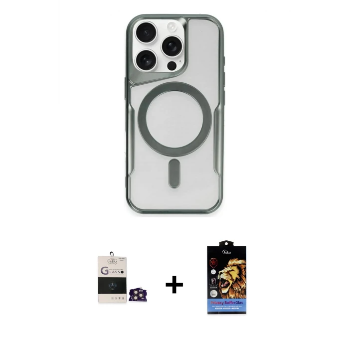 ieg™ iPhone 14 Pro Max Kılıf Yadigar Klasik Özel Seri - Siyah Buffer Hayalet Cam Ekran Koruyucu + Bilvis Titan Kamera Lens - GD