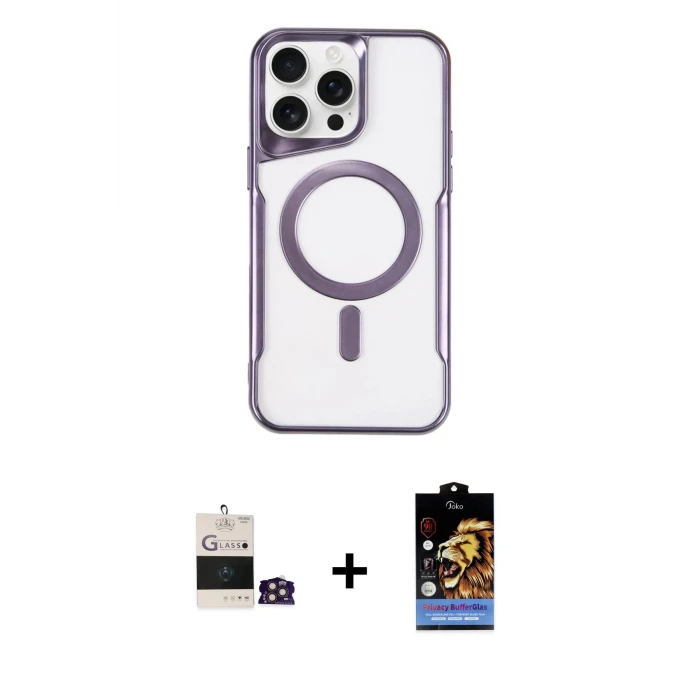 ieg™ iPhone 14 Pro Max Kılıf Yadigar Klasik Özel Seri - Siyah Buffer Hayalet Cam Ekran Koruyucu + Bilvis Titan Kamera Lens - GD