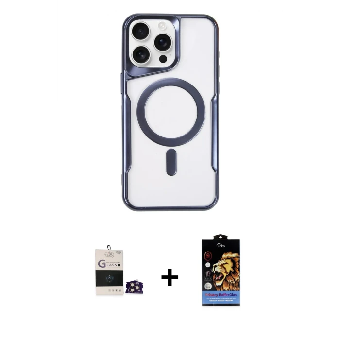 ieg™ iPhone 14 Pro Max Kılıf Yadigar Klasik Özel Seri - Siyah Buffer Hayalet Cam Ekran Koruyucu + Bilvis Titan Kamera Lens - GD