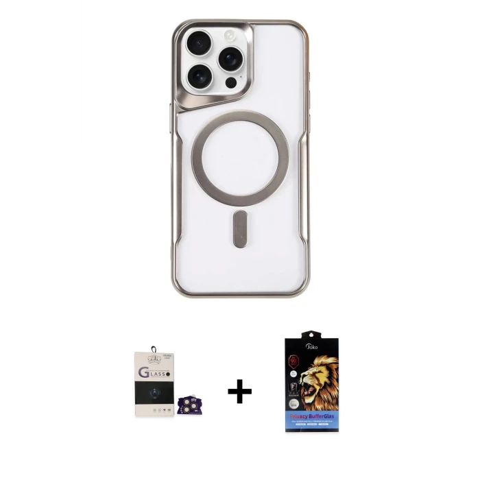 ieg™ iPhone 14 Pro Max Kılıf Yadigar Klasik Özel Seri - Siyah Buffer Hayalet Cam Ekran Koruyucu + Bilvis Titan Kamera Lens - GD