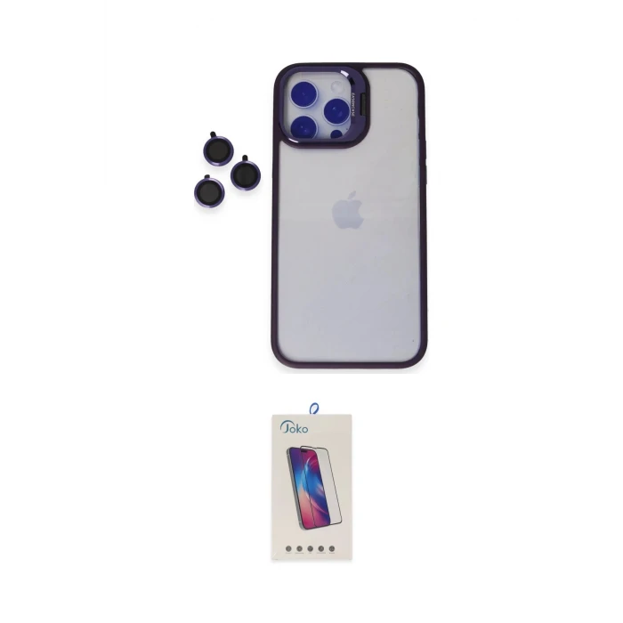 ieg™ iPhone 14 Pro Max Kılıf Yankı Asil Serisi - Siyah Joko 5D Cam