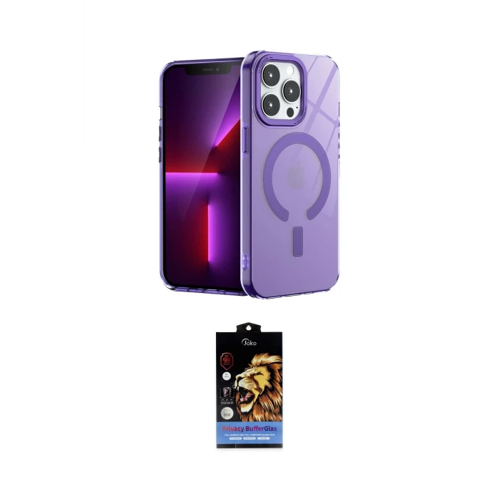 ieg™ iPhone 14 Pro Max Kılıf Yankı Çizgi - Siyah Buffer Hayalet Cam Ekran Koruyucu
