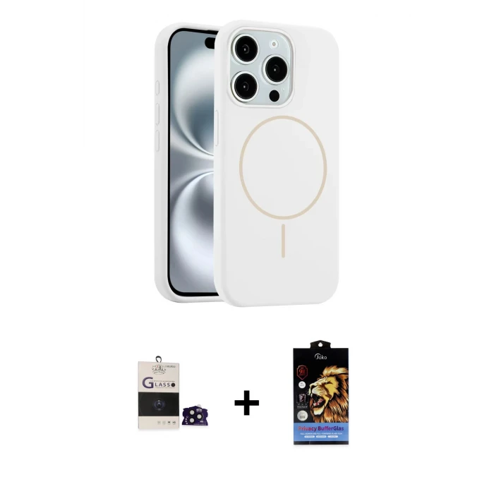 ieg™ iPhone 14 Pro Max Kılıf Yankı Form Serisi - Siyah Buffer Hayalet Cam Ekran Koruyucu + Bilvis Titan Kamera Lens - SH