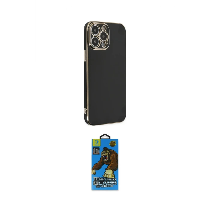 ieg™ iPhone 14 Pro Max Kılıf Yankı Serisi - Siyah 18D Cam Ekran Koruyucu