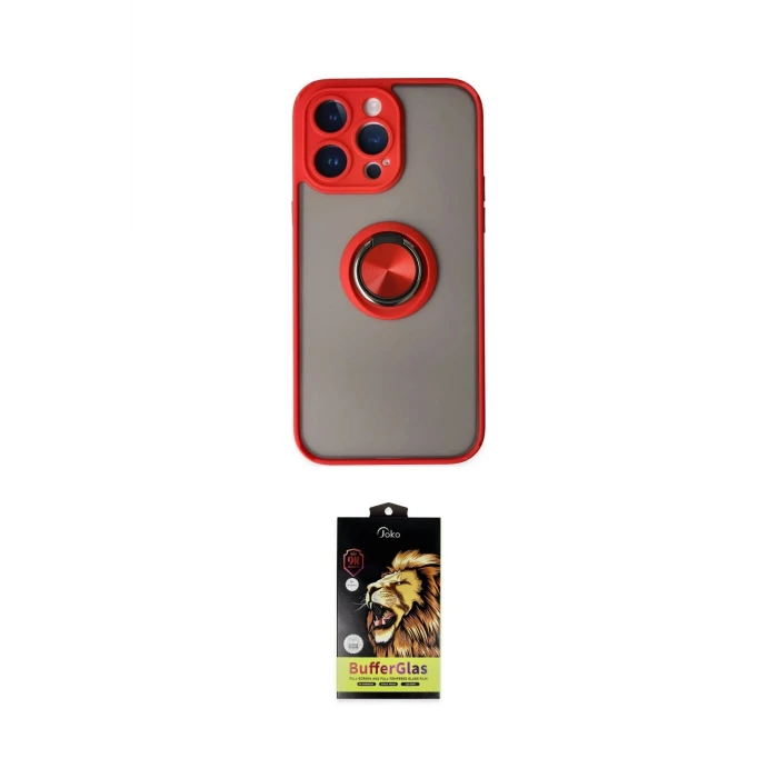 ieg™ iPhone 14 Pro Max Kılıf Yörünge Çizgi - Siyah Buffer Cam Ekran Koruyucu
