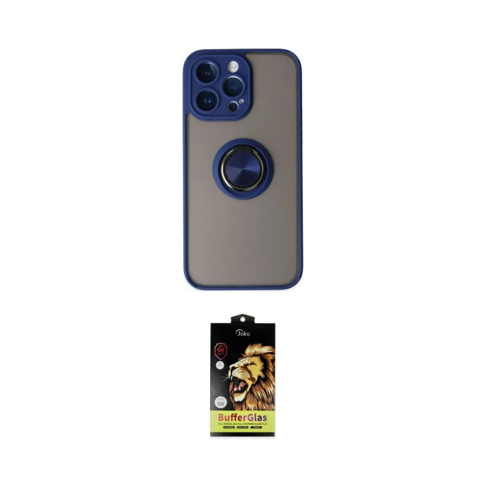 ieg™ iPhone 14 Pro Max Kılıf Yörünge Çizgi - Siyah Buffer Cam Ekran Koruyucu
