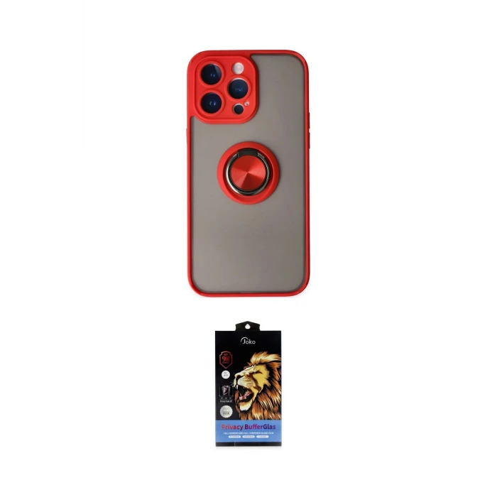 ieg™ iPhone 14 Pro Max Kılıf Yörünge Çizgi - Siyah Buffer Hayalet Cam Ekran Koruyucu