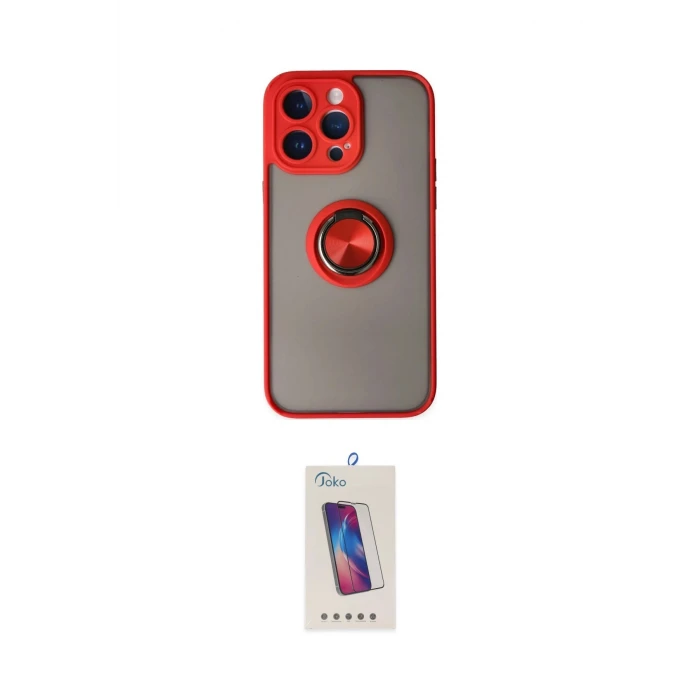 ieg™ iPhone 14 Pro Max Kılıf Yörünge Çizgi - Siyah Joko 5D Cam