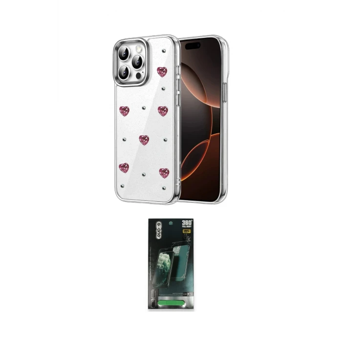 ieg™ iPhone 14 Pro Max Kılıf Yörünge Form - Siyah 360 Mat Full Body Arka Koruyucu