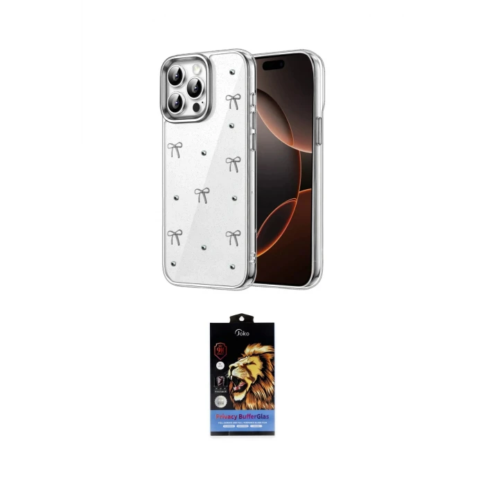 ieg™ iPhone 14 Pro Max Kılıf Yörünge Form - Siyah Buffer Hayalet Cam Ekran Koruyucu