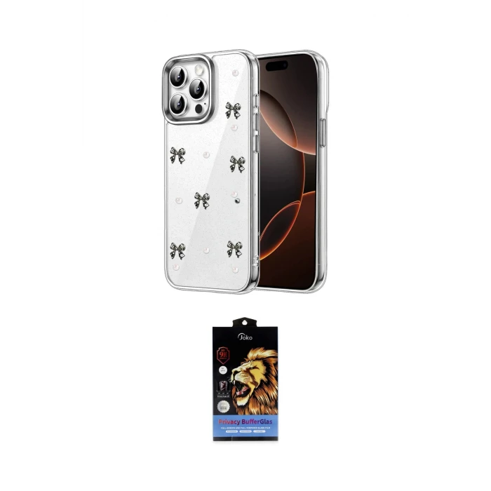 ieg™ iPhone 14 Pro Max Kılıf Yörünge Form - Siyah Buffer Hayalet Cam Ekran Koruyucu