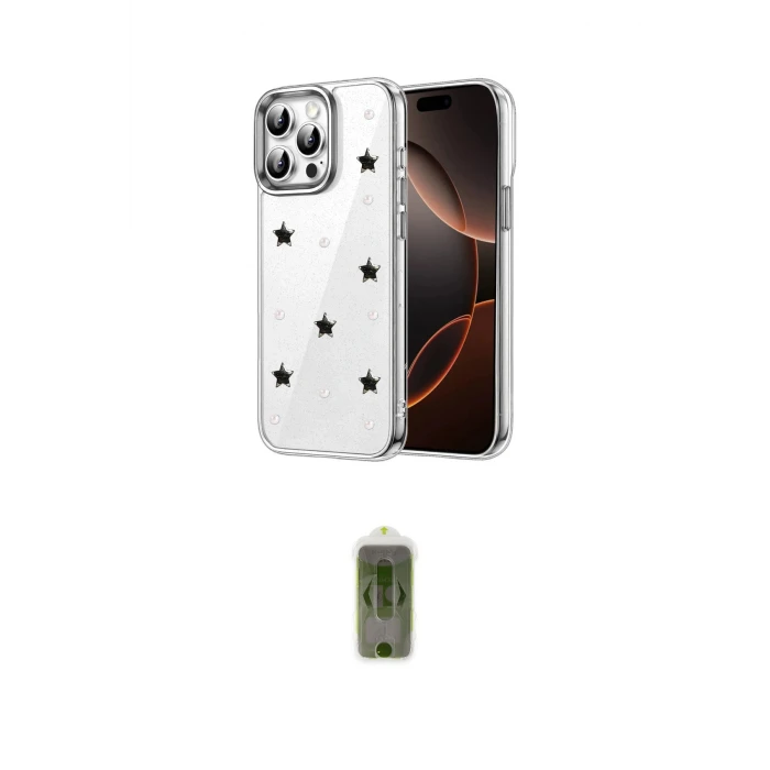 ieg™ iPhone 14 Pro Max Kılıf Yörünge Form - Siyah Joko Magic 5D Hayalet Cam