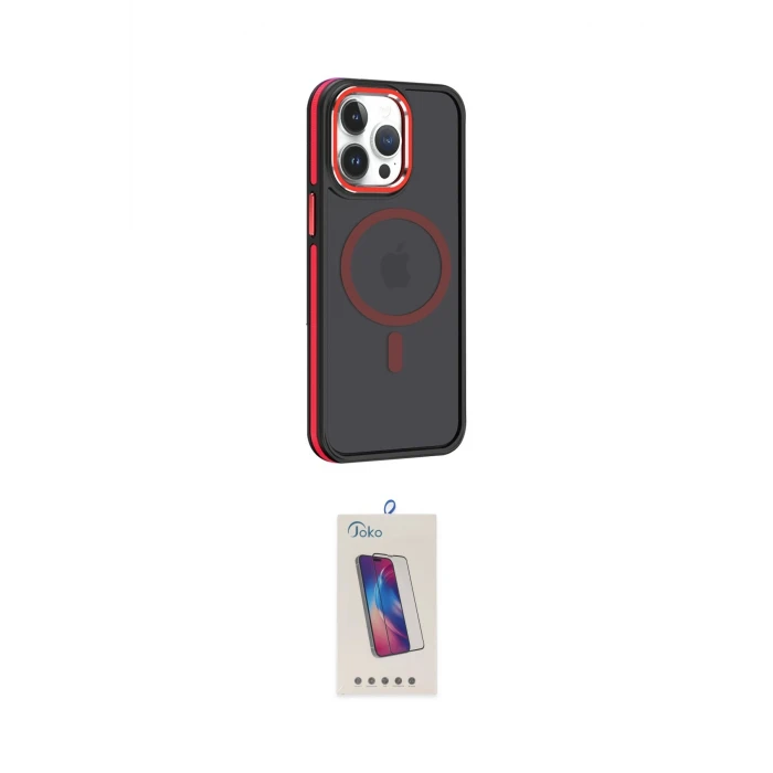 ieg™ iPhone 14 Pro Max Kılıf Yörünge Klasik - Siyah Joko 5D Cam